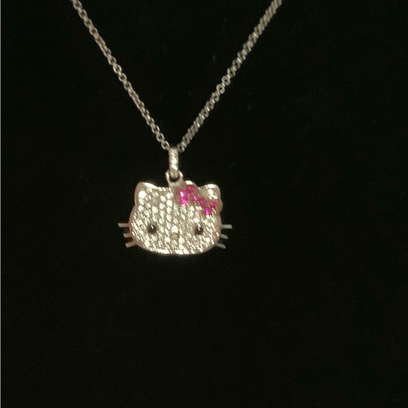 Hello Kitty Dominique & Pink Saph.Pave sterling silver necklace/ring set-Retired - Picture 9 of 14